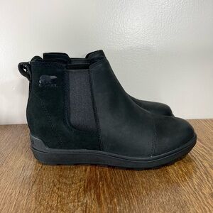 NWT Sorel Evie ll Waterproof Chelsea Boot Women’s Size 9.5 Black Leather/Suede